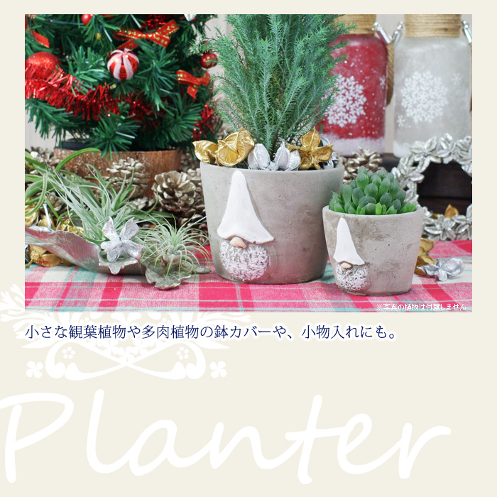 小さな観葉植物や多肉植物の鉢カバーや、小物入れにも。