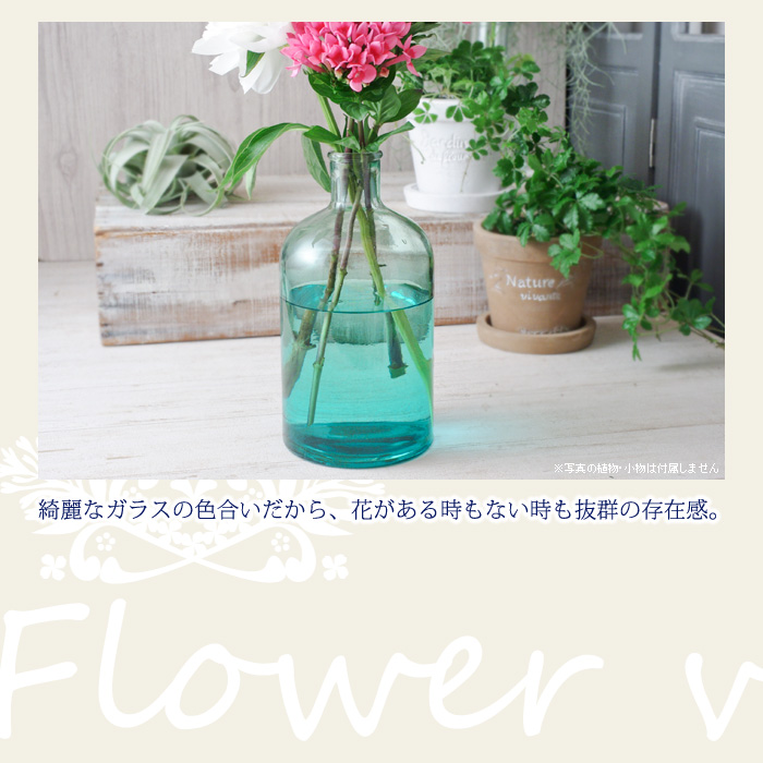 綺麗なガラスの色合いだから、花がある時もない時も抜群の存在感。